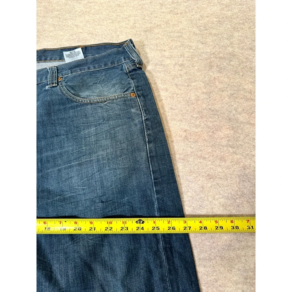 Levis 501 Original Jeans Men 42x30 Blue Whiskering Denim Button Fly Straight Leg
